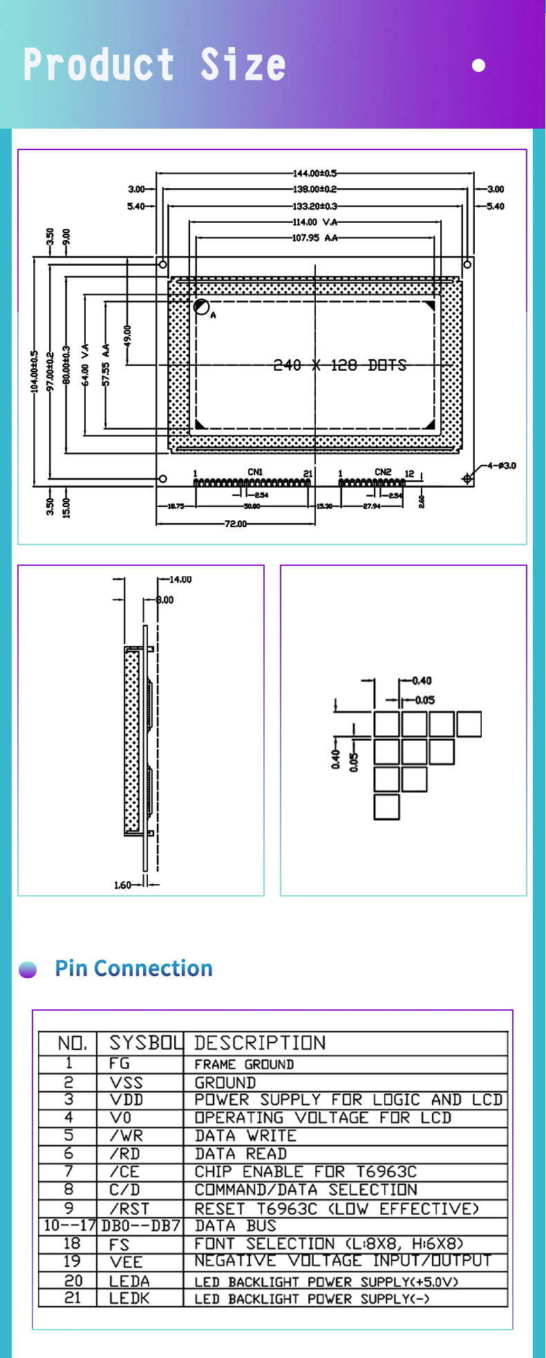 Graphics LCD Display Datasheet for Technical Reference Guide