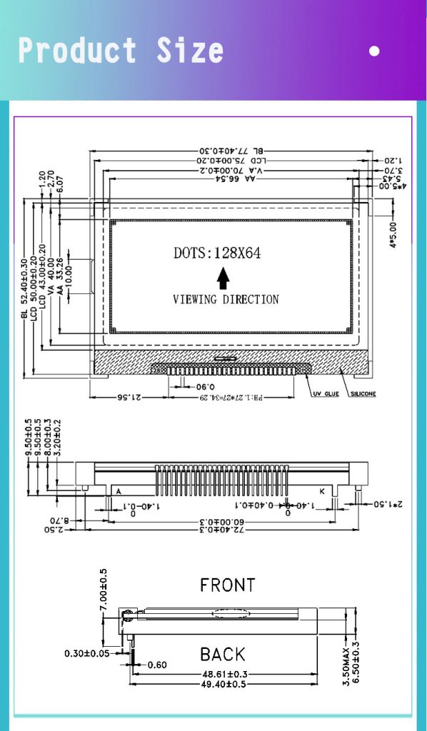 COG LCD Display Compact Glass Integrated Visual Module