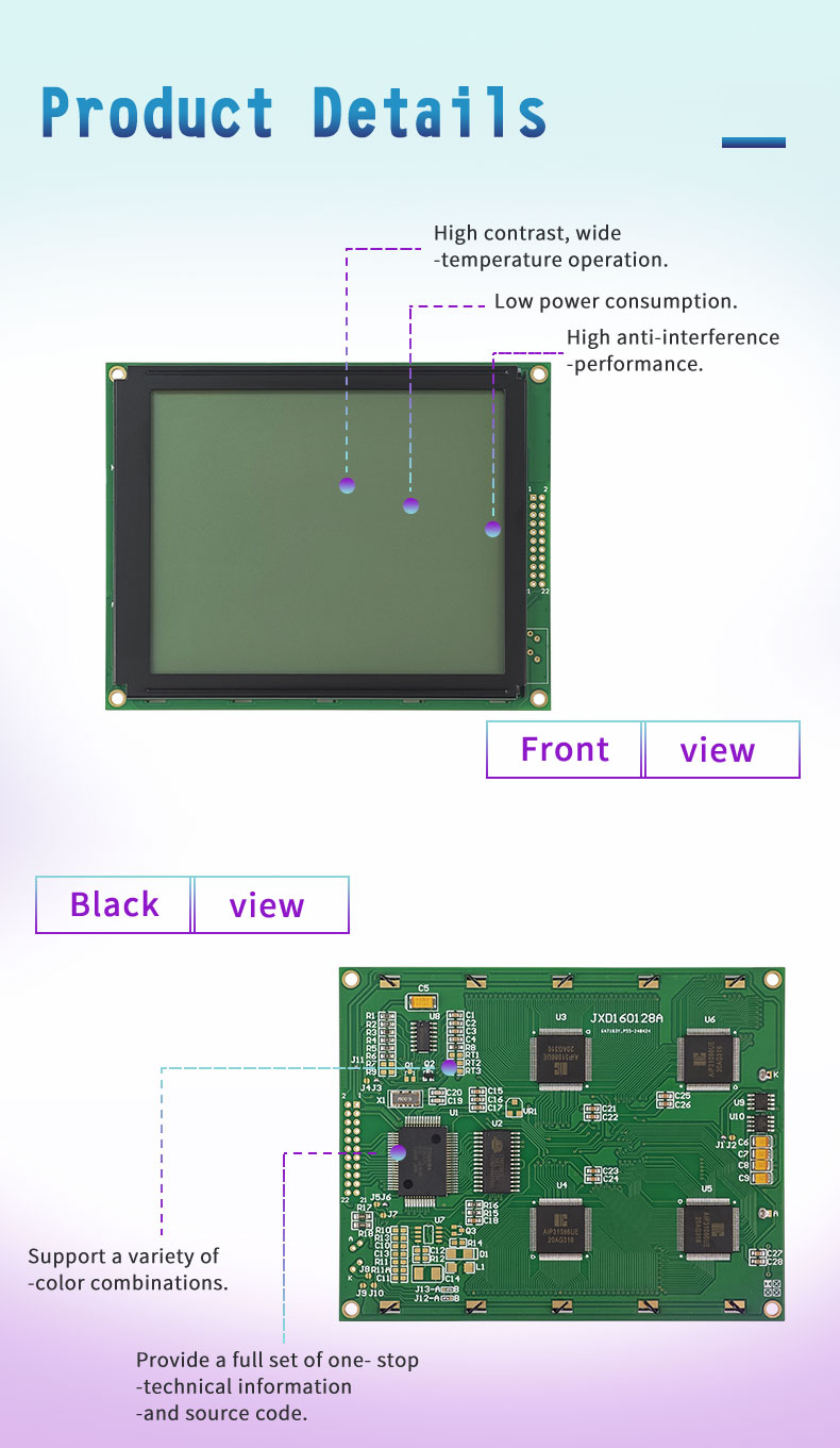 160X128 Graphic LCD for Precision Control Panel Screens