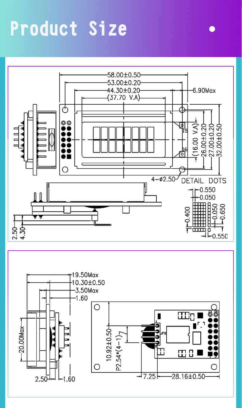 Ncic Display Module Panel Mount LCD Character Display for 8x2 Front Panels