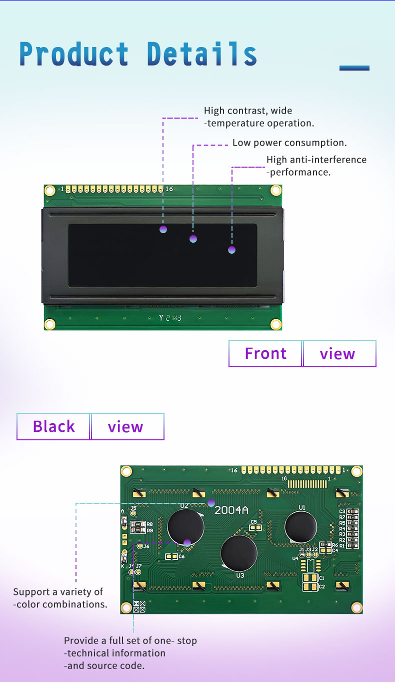 Display Readout Panel 4 Line 20 Character LCD Display VA White Readout Panel