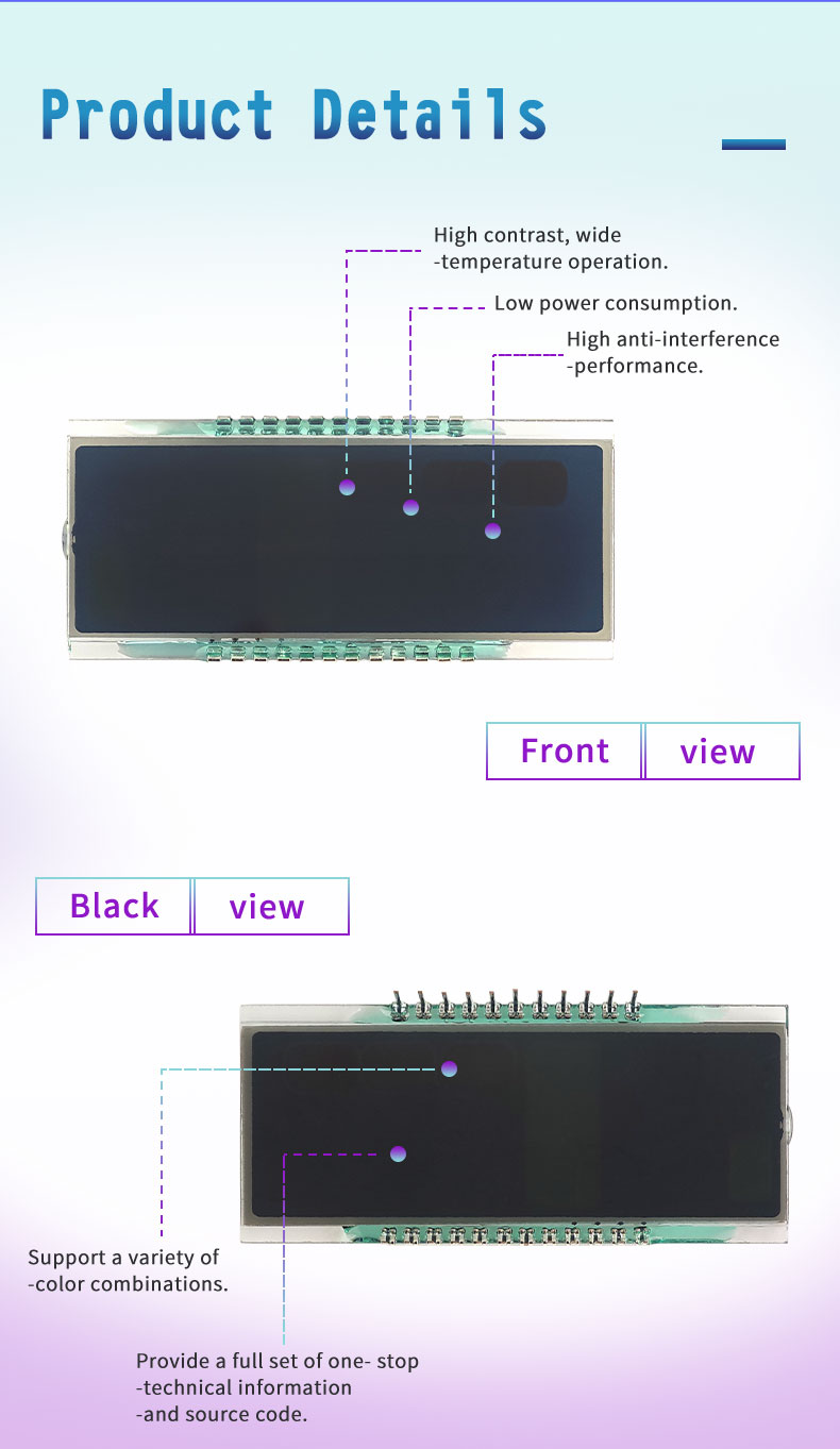 Change LCD Segmented Display Color Adjustable Visual Panel