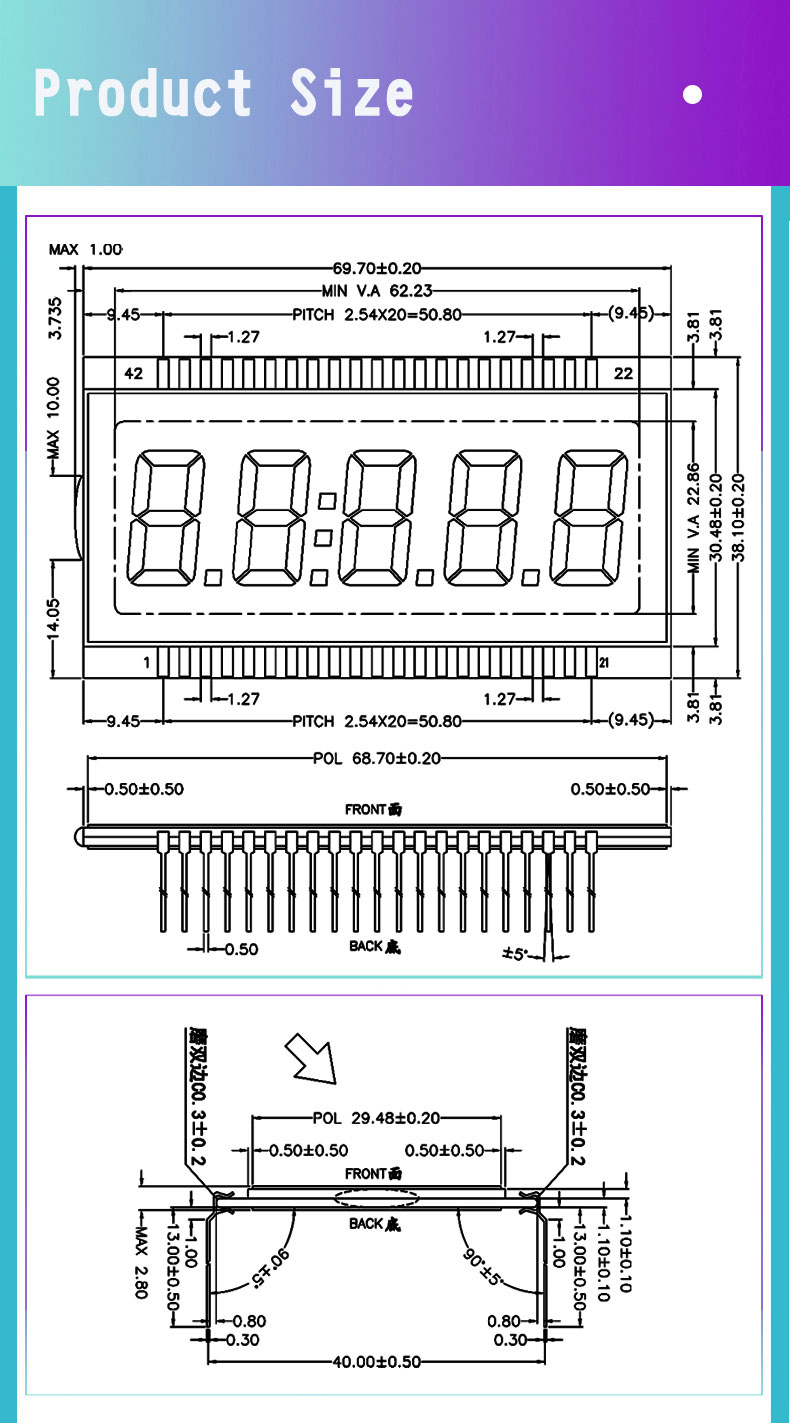 Digital Static Display Screen Fixed Readout Panel for Devices