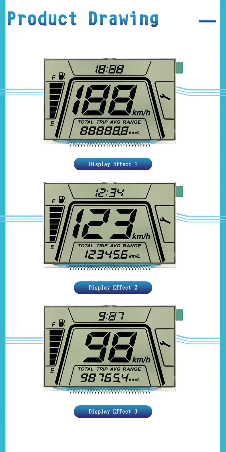 High Contrast Motorcycle LCD