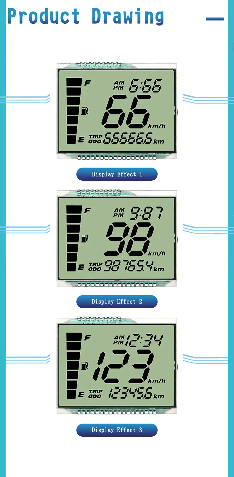 Motorcycle Fuel Gauge LCD
