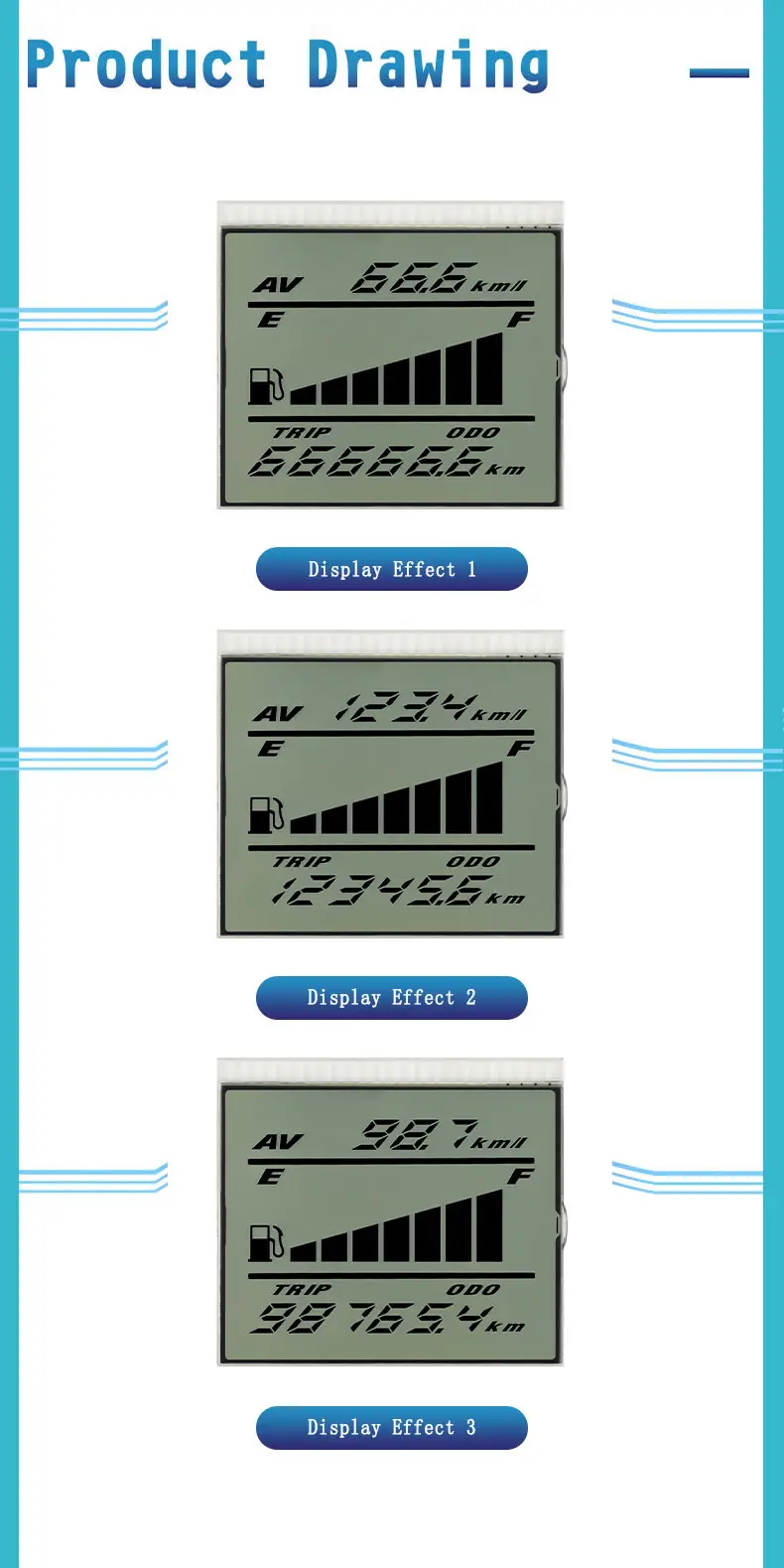 Motorcycle Speedometer LCD
