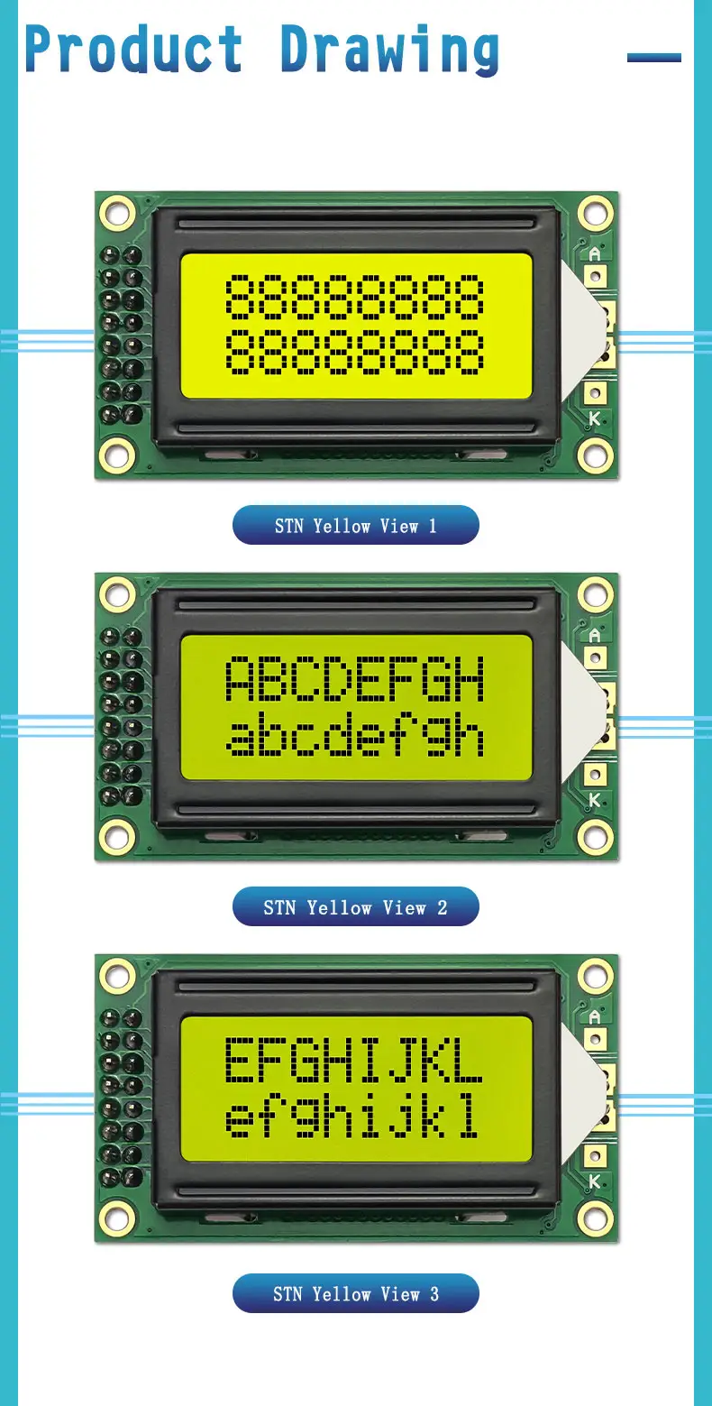 8Module de caractères LCD x2